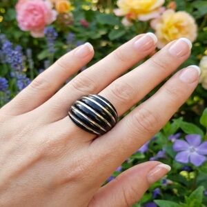 VTG MILOR ITALY 14k solid gold and black onyx, cocktail Ring, AMAZING sz 9